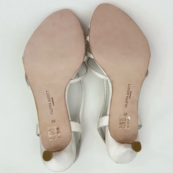 NEW! Filippa Scott Lori Wedding shoe heels 39 8.5 satin ivory crystal - Picture 4 of 10